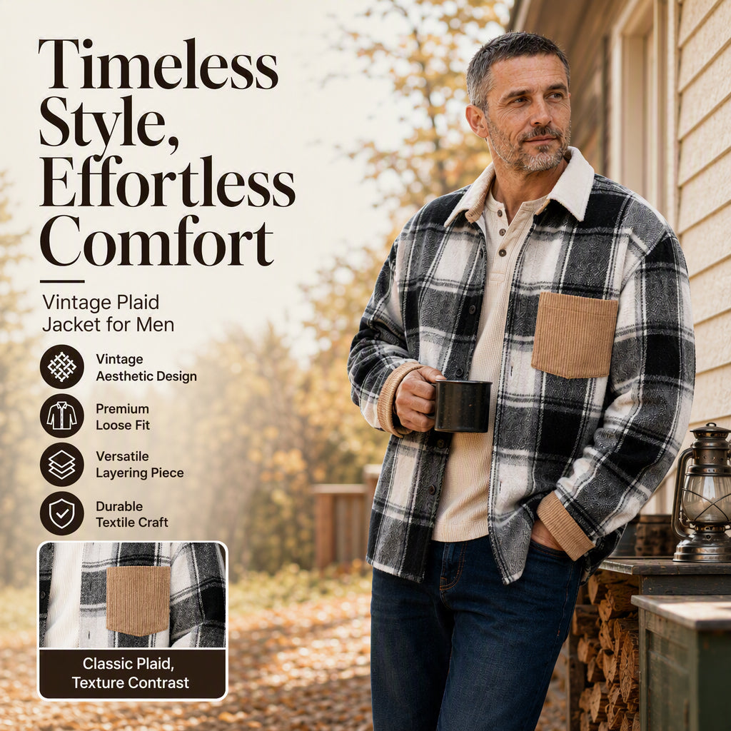 Men's Casual Plaid Shirt Jacket