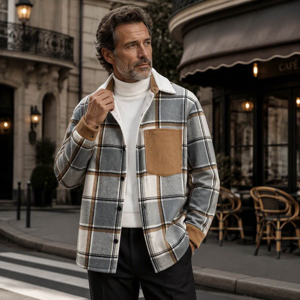 Men's Casual Plaid Shirt Jacket