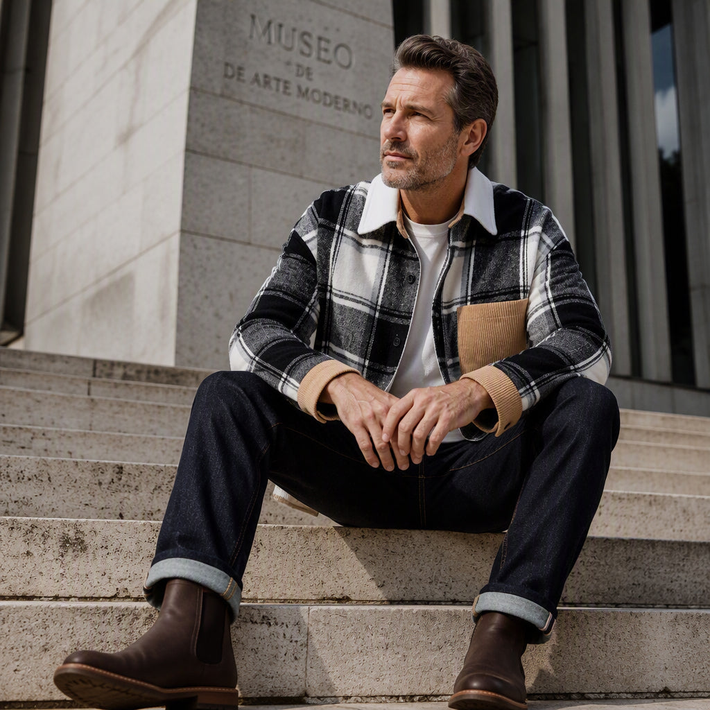 Men's Casual Plaid Shirt Jacket