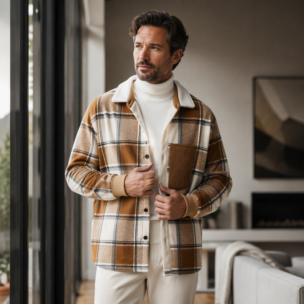 Men's Casual Plaid Shirt Jacket