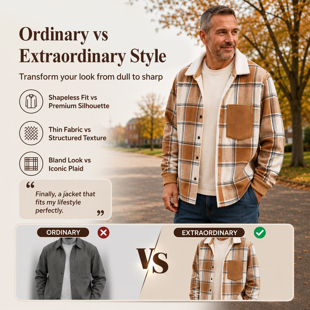 Men's Casual Plaid Shirt Jacket