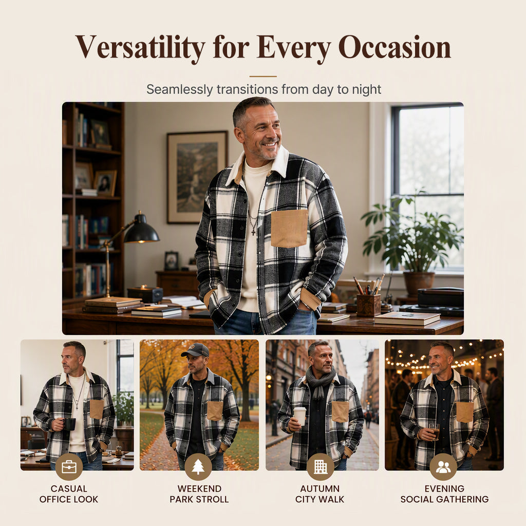 Men's Casual Plaid Shirt Jacket