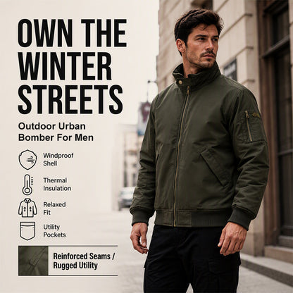 Men's Loose Plush-Lined Bomber Jacket