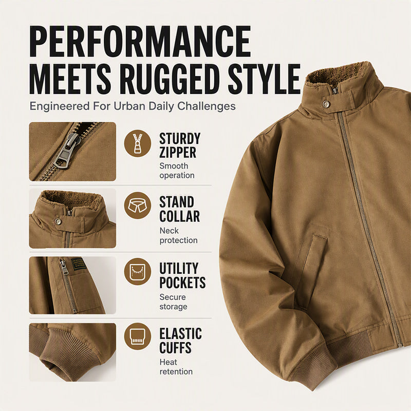 Men's Loose Plush-Lined Bomber Jacket