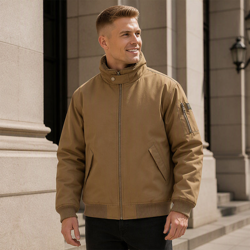 Men's Loose Plush-Lined Bomber Jacket