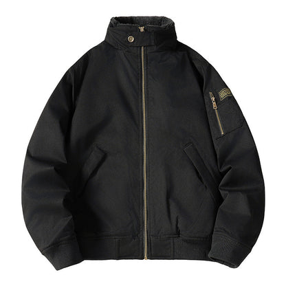 Men's Loose Plush-Lined Bomber Jacket