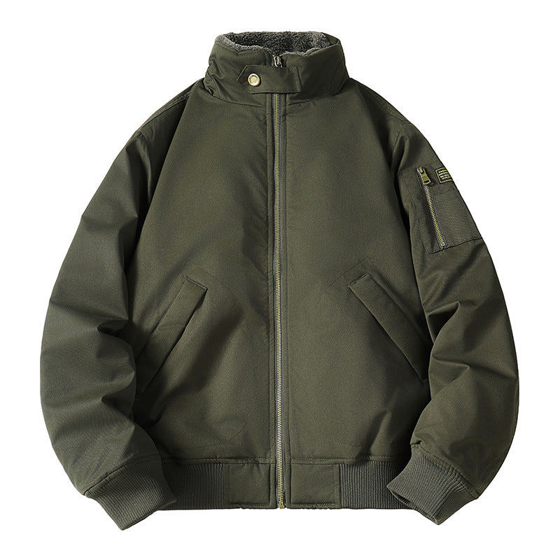 Men's Loose Plush-Lined Bomber Jacket