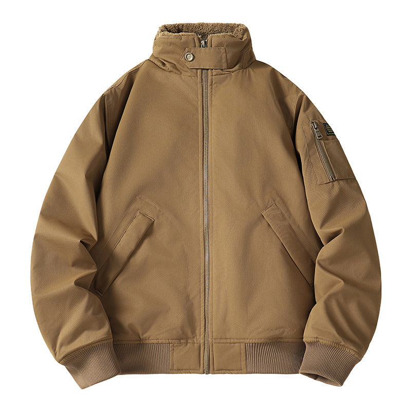 Men's Loose Plush-Lined Bomber Jacket