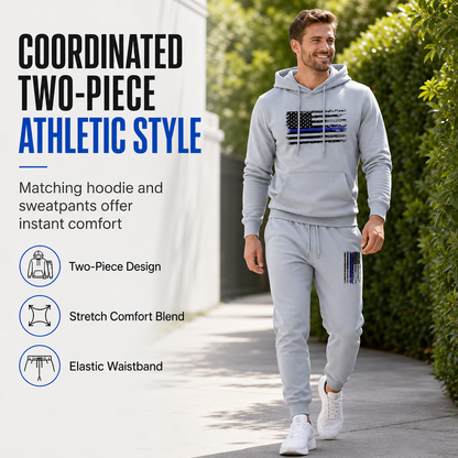 Men's Casual Hooded Sweatshirt and Sweatpants Set