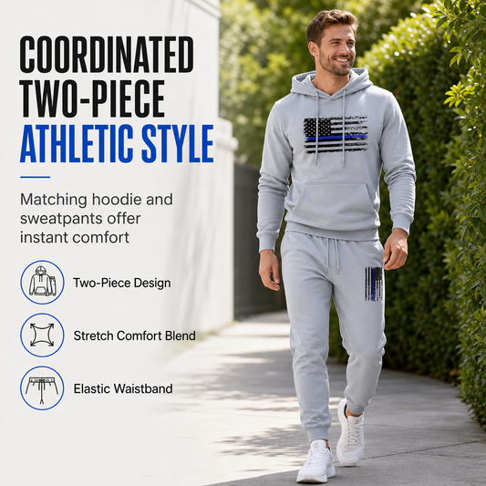 Men's Casual Hooded Sweatshirt and Sweatpants Set