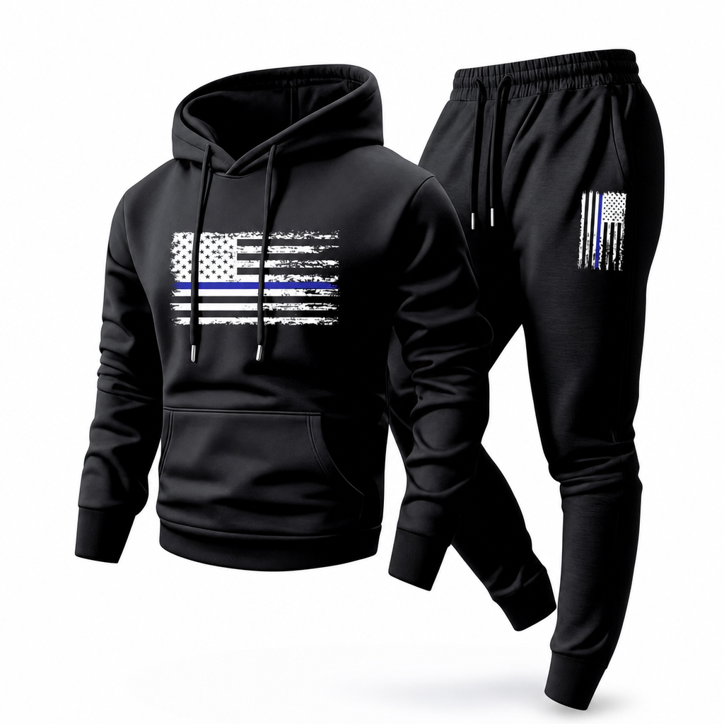 Men's Casual Hooded Sweatshirt and Sweatpants Set
