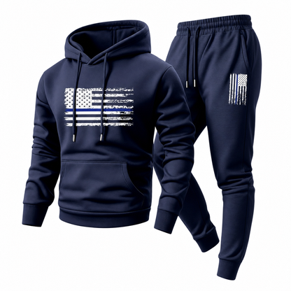Men's Casual Hooded Sweatshirt and Sweatpants Set