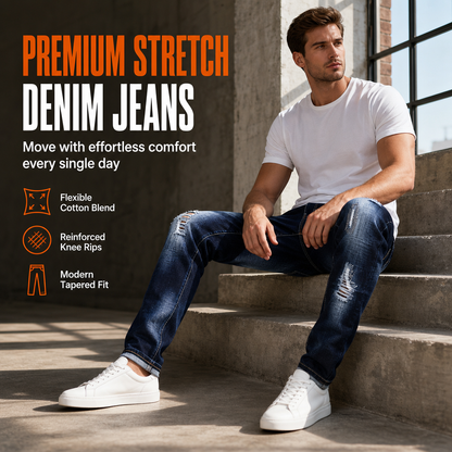 👖 Stretch Comfort, Sharp Slim Fit | Men's Ripped Denim Jeans