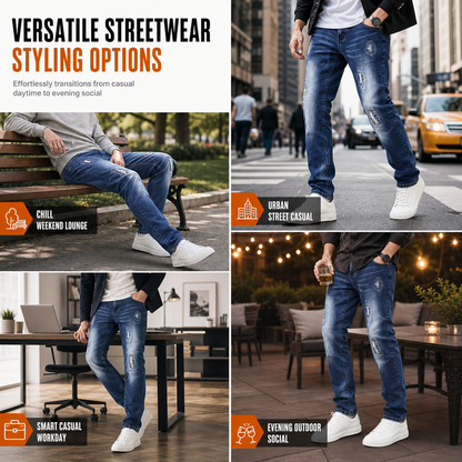 👖 Stretch Comfort, Sharp Slim Fit | Men's Ripped Denim Jeans