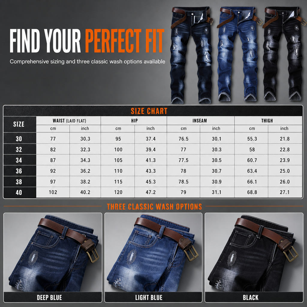 👖 Stretch Comfort, Sharp Slim Fit | Men's Ripped Denim Jeans