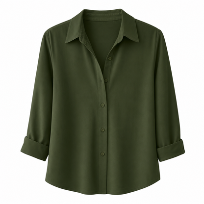 Women Elegant Casual Long Sleeve Button Up Blouse