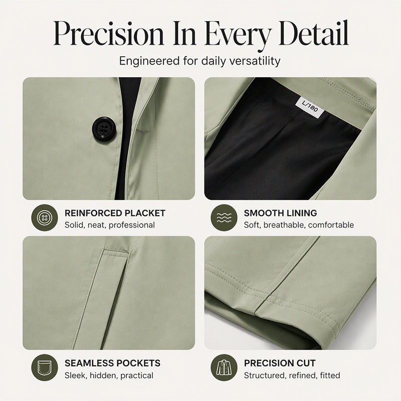 ✨Men's Minimalist Single-Breasted Mid-Length Coat – Clean Lines, Modern Fit, Everyday Elegance