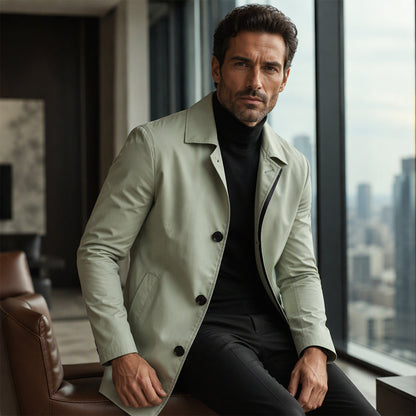 ✨Men's Minimalist Single-Breasted Mid-Length Coat – Clean Lines, Modern Fit, Everyday Elegance