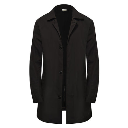 ✨Men's Minimalist Single-Breasted Mid-Length Coat – Clean Lines, Modern Fit, Everyday Elegance