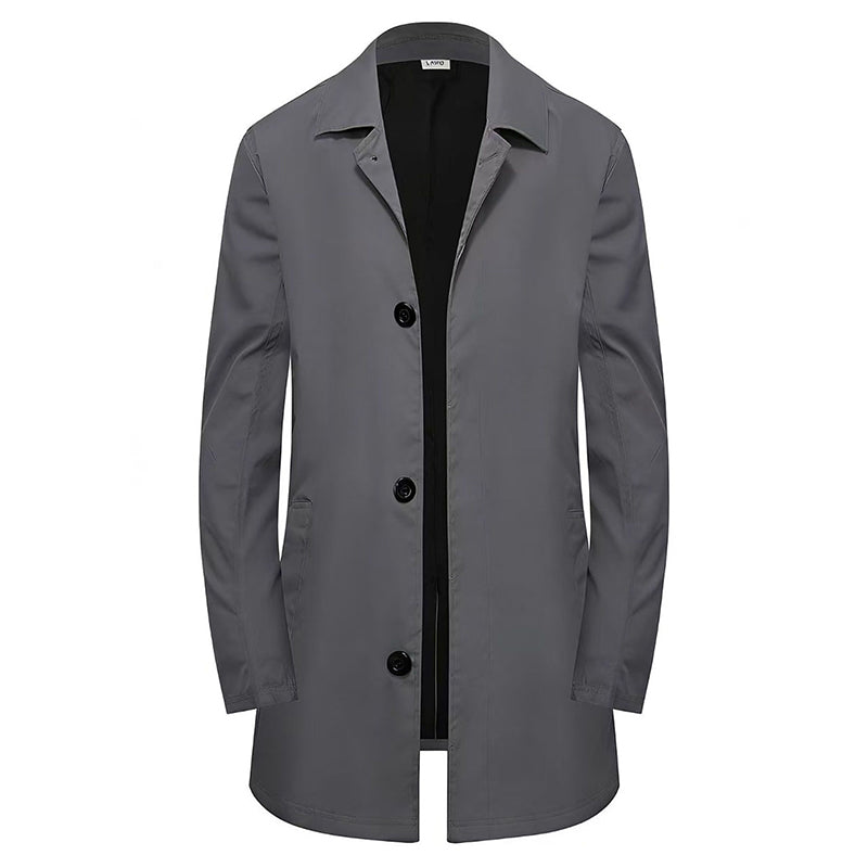 ✨Men's Minimalist Single-Breasted Mid-Length Coat – Clean Lines, Modern Fit, Everyday Elegance