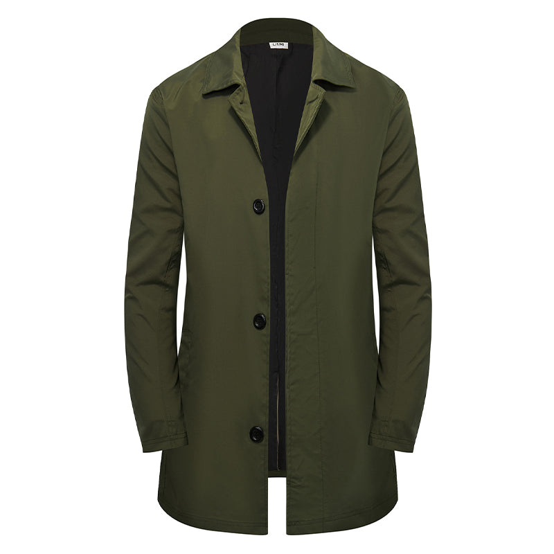 ✨Men's Minimalist Single-Breasted Mid-Length Coat – Clean Lines, Modern Fit, Everyday Elegance