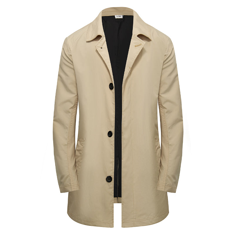 ✨Men's Minimalist Single-Breasted Mid-Length Coat – Clean Lines, Modern Fit, Everyday Elegance