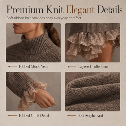 ✨ Feminine Knit Detail | Women’s Oversized Mock Neck Sweater Dress🌸