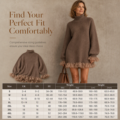 ✨ Feminine Knit Detail | Women’s Oversized Mock Neck Sweater Dress🌸