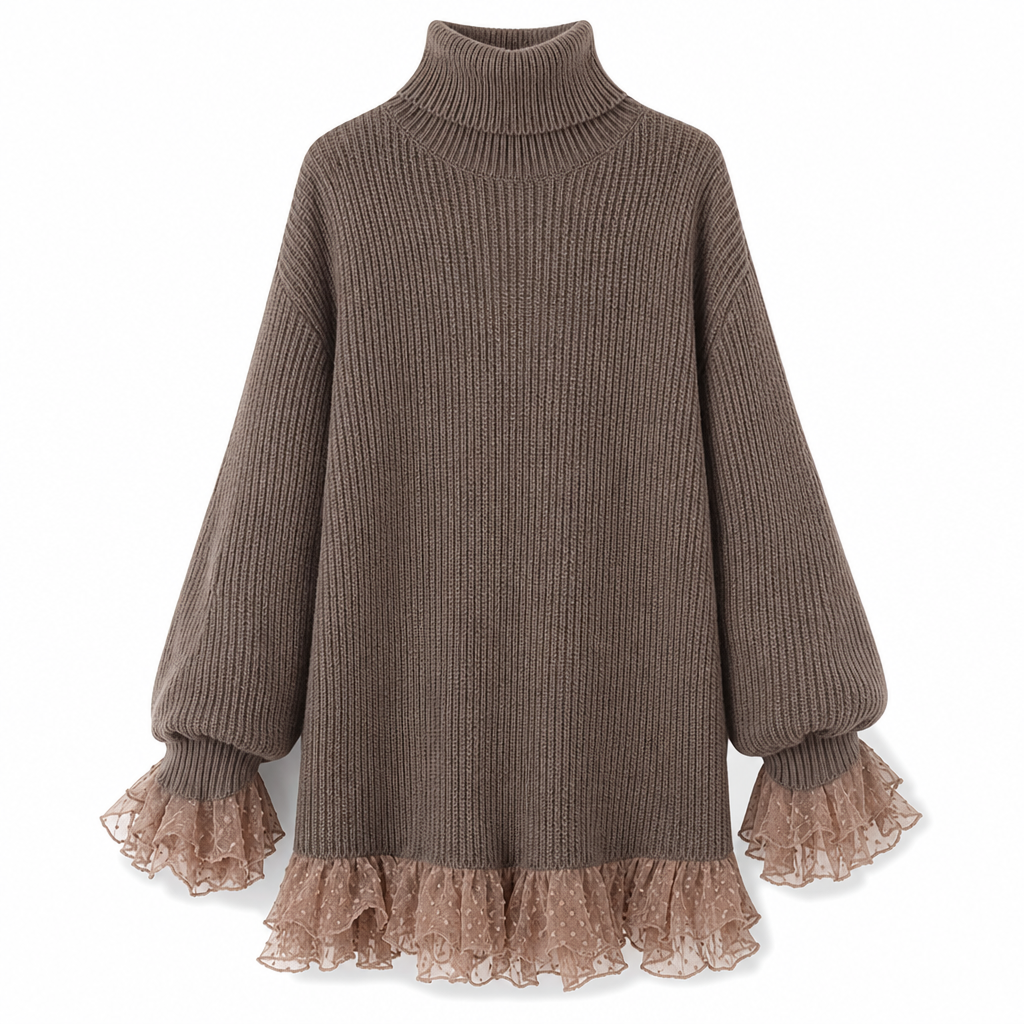 ✨ Feminine Knit Detail | Women’s Oversized Mock Neck Sweater Dress🌸
