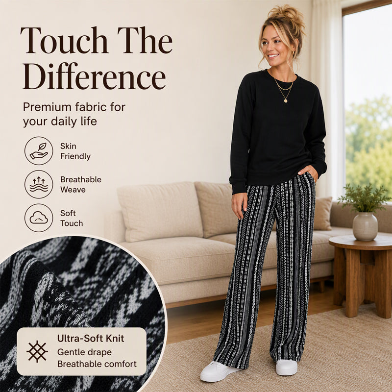 Women's Casual Crewneck Top & Printed Pants Set