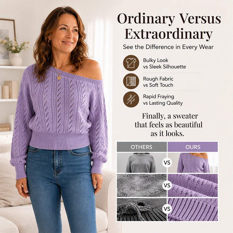 Women's Off-The-Shoulder Cropped Knit Sweater