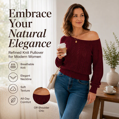 Women's Off-The-Shoulder Cropped Knit Sweater
