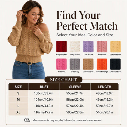 Women's Off-The-Shoulder Cropped Knit Sweater