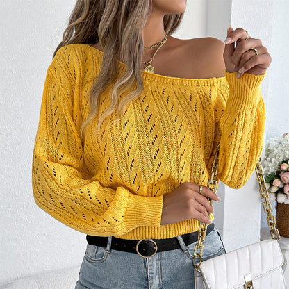 Women's Off-The-Shoulder Cropped Knit Sweater
