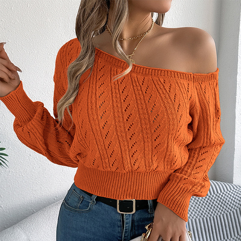 Women's Off-The-Shoulder Cropped Knit Sweater