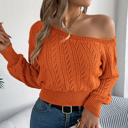 Women's Off-The-Shoulder Cropped Knit Sweater