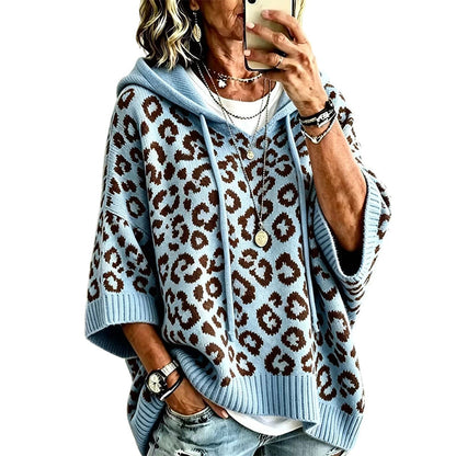 Women’s Leopard Print Knitted Hoodie 