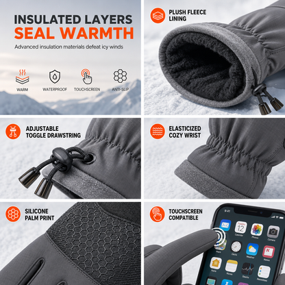 Winter Thermal Gloves for Men and Women Windproof Cold Resistant Touchscreen Non Slip Gloves for Cycling