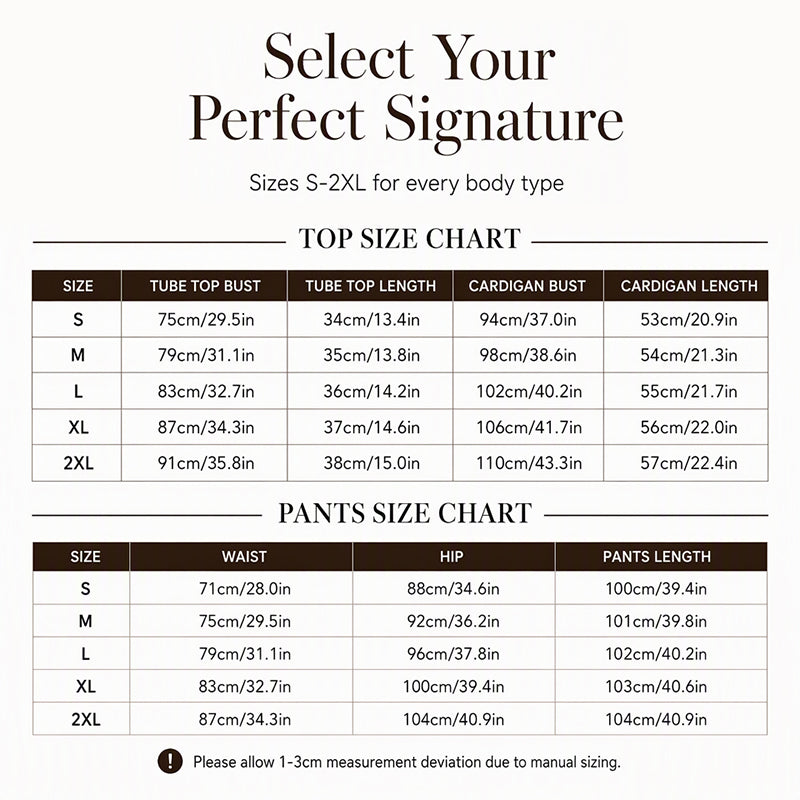 Women's Cardigan Tube Top & Pants 3-Piece Set