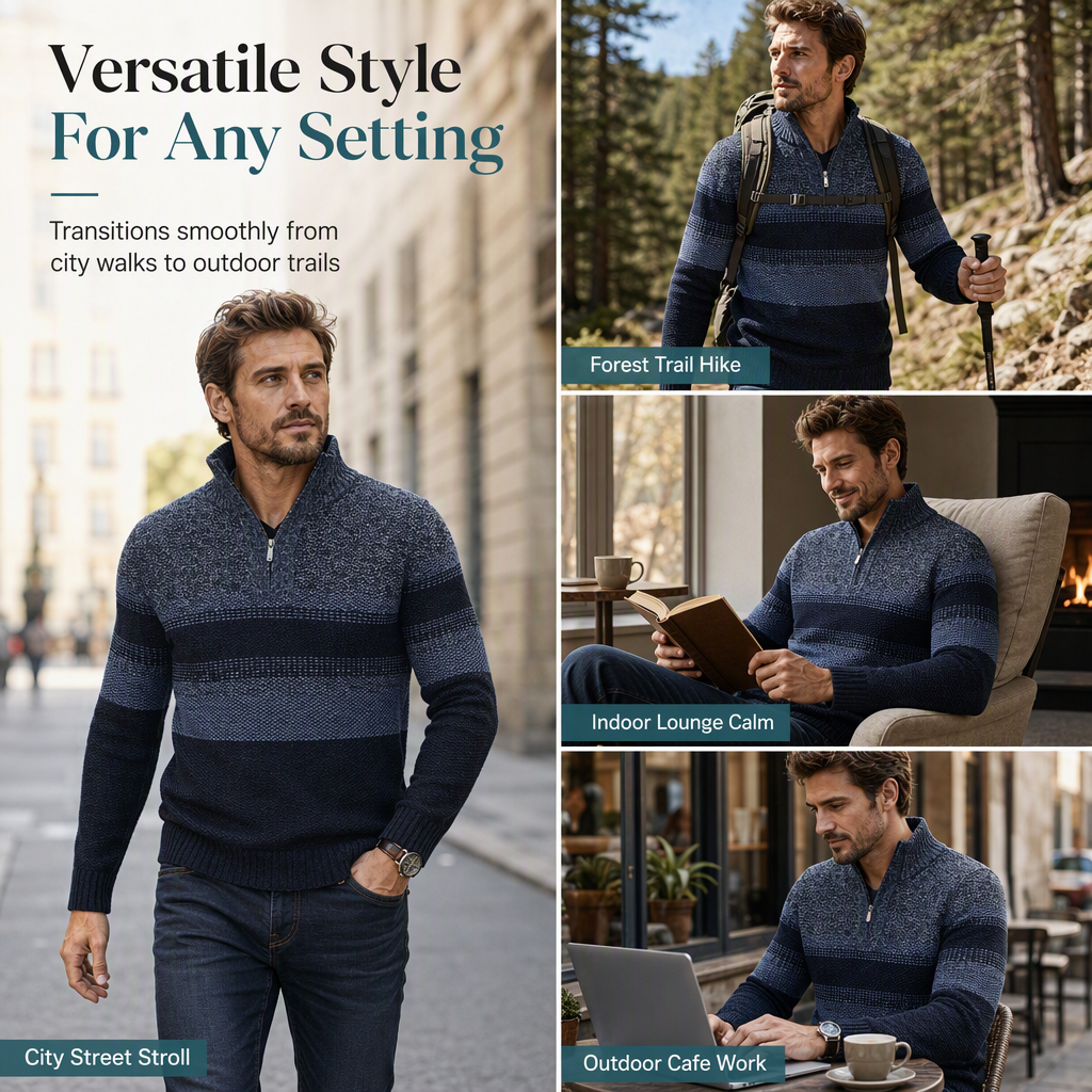 Men's Winter Hooded Fleece Lined Plaid Knit Cardigan Sweater Thick Long Sleeve Coat