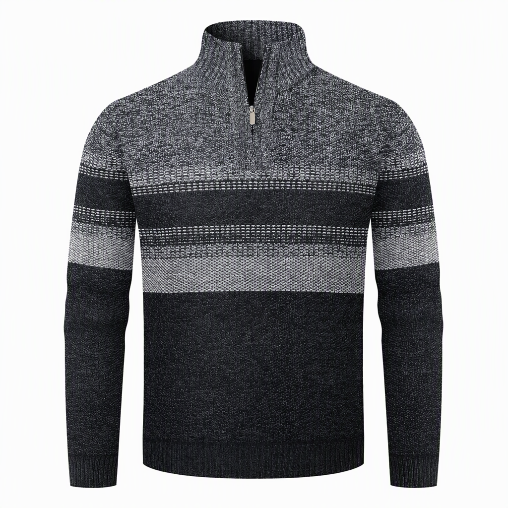 Men's Winter Hooded Fleece Lined Plaid Knit Cardigan Sweater Thick Long Sleeve Coat