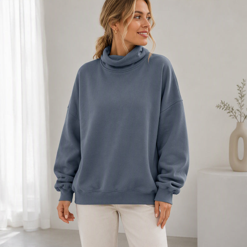 ☁️Soft & Skin-Friendly, Layer or Wear Alone👚 Women's Casual Mock Neck Sweatshirt – Breathable & Versatile ✨