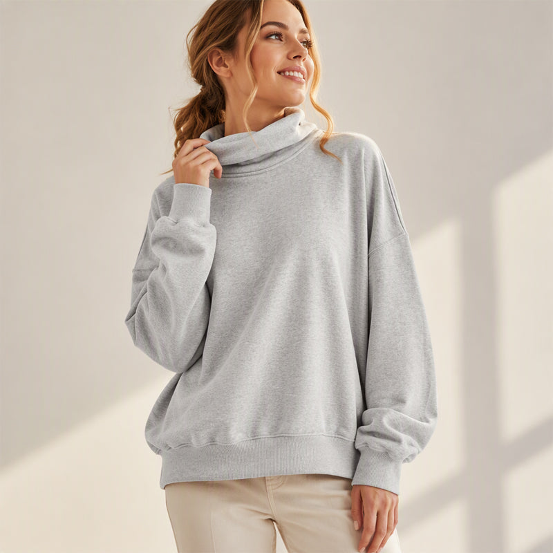 ☁️Soft & Skin-Friendly, Layer or Wear Alone👚 Women's Casual Mock Neck Sweatshirt – Breathable & Versatile ✨