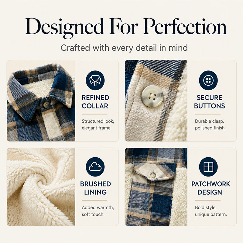 Women's Plaid Plush Patchwork Button-Down Jacket