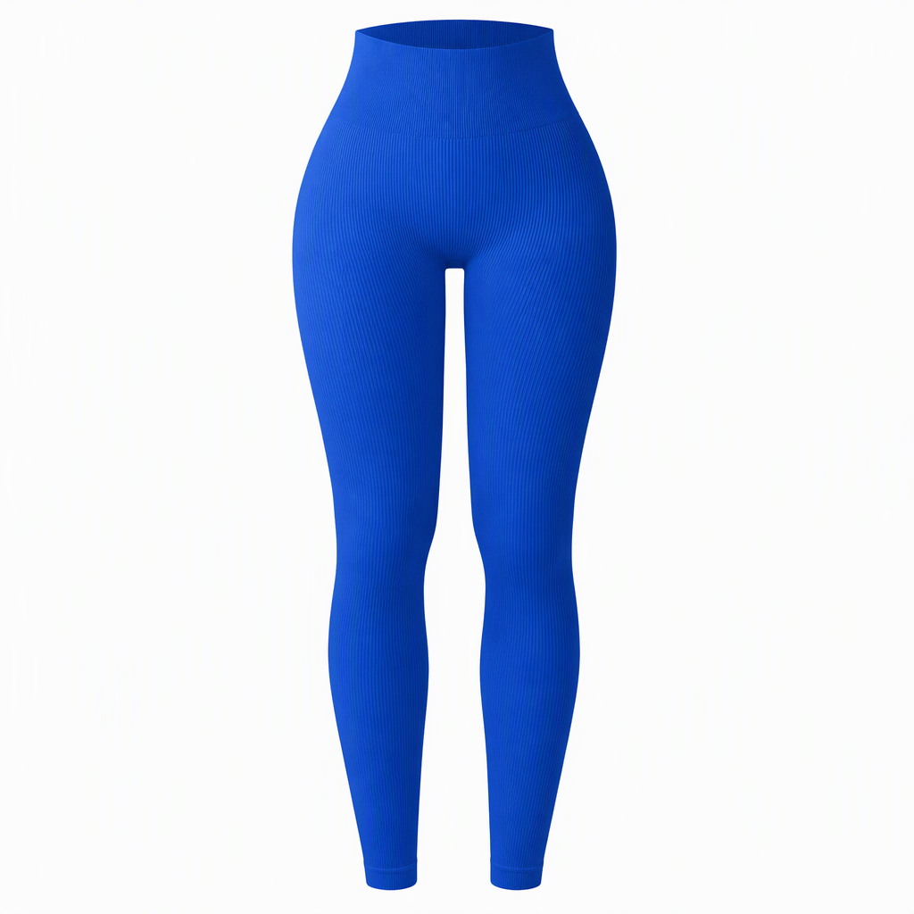 High Waisted Seamless Ribbed Yoga Pants Workout Gym Leggings Athletic Tights