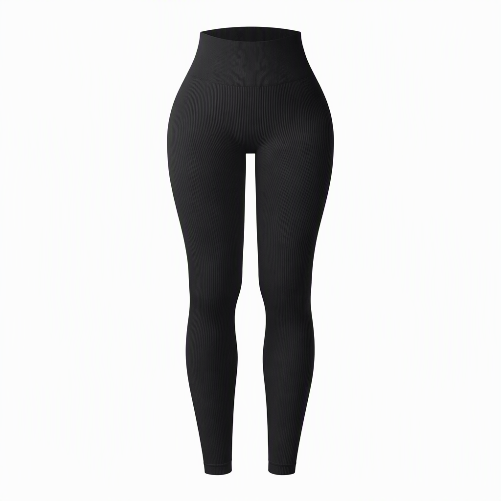 High Waisted Seamless Ribbed Yoga Pants Workout Gym Leggings Athletic Tights
