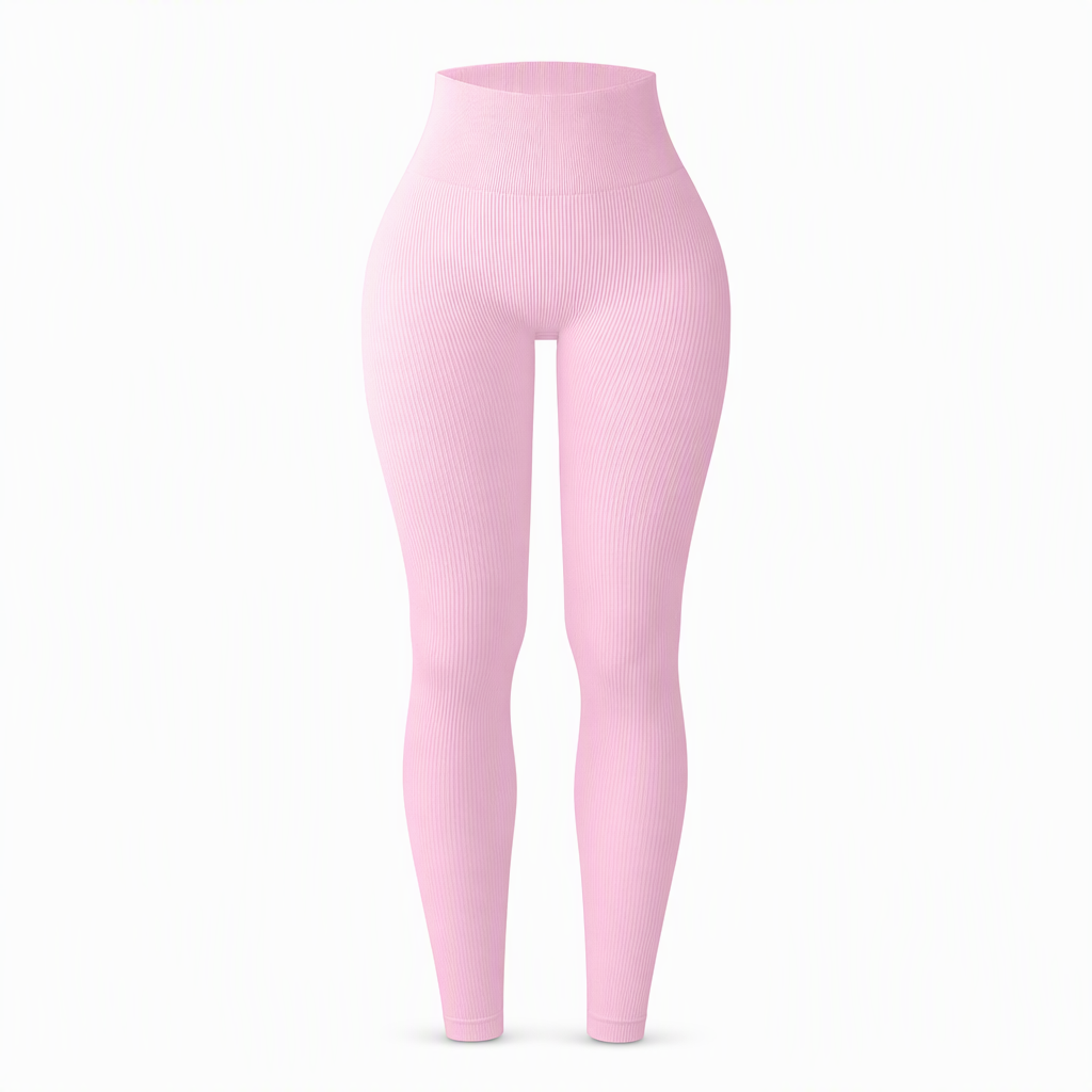 High Waisted Seamless Ribbed Yoga Pants Workout Gym Leggings Athletic Tights