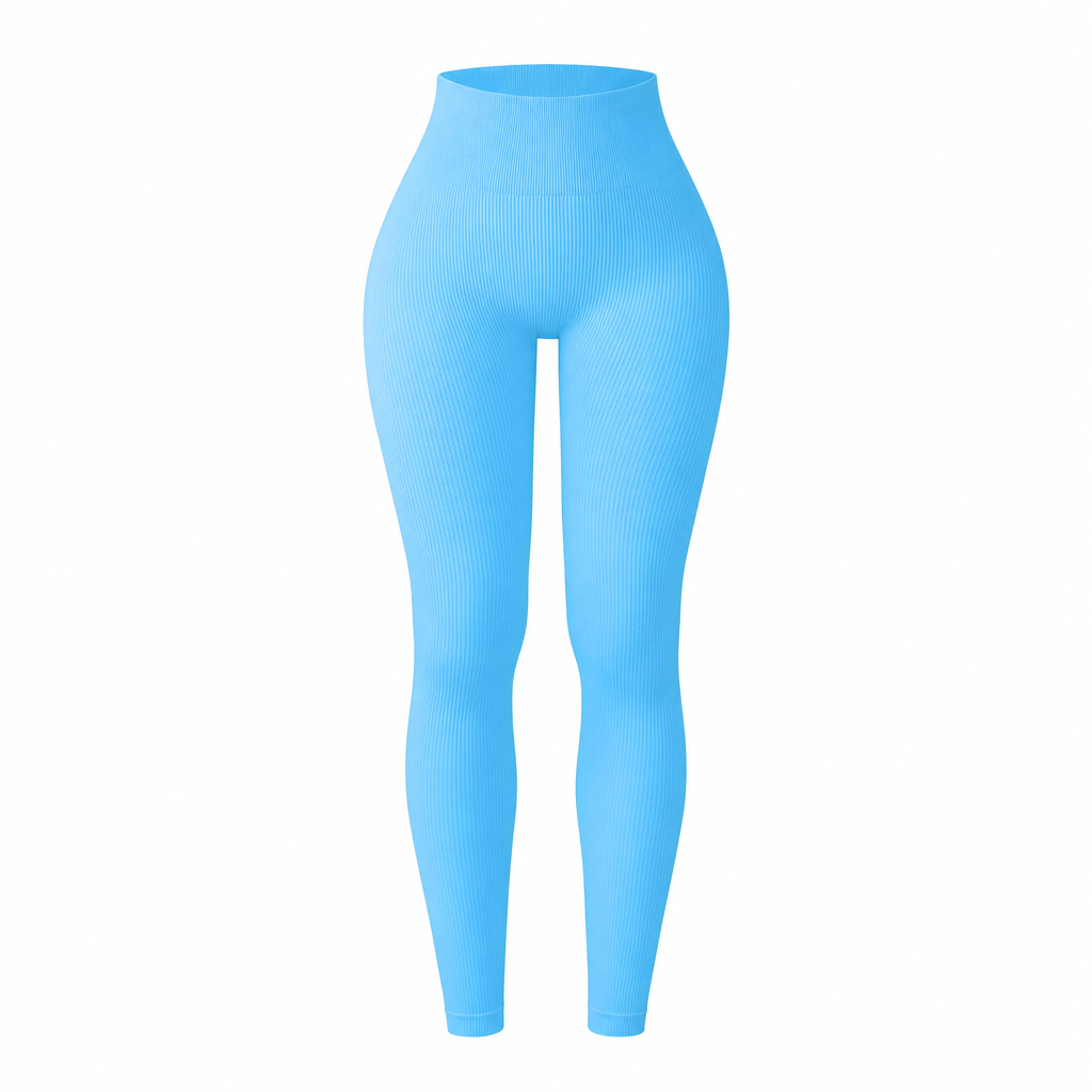 High Waisted Seamless Ribbed Yoga Pants Workout Gym Leggings Athletic Tights