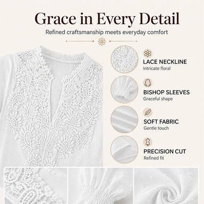 Women's Lace V-Neck Long Sleeve Top