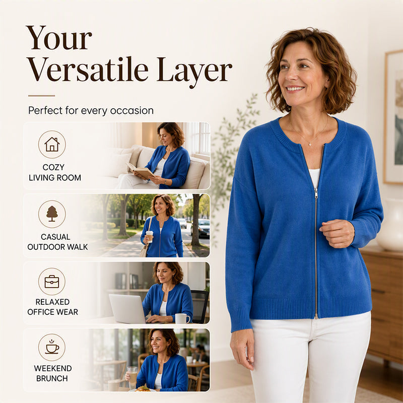 ☁️Women's Casual Zip-Up Knit Jacket